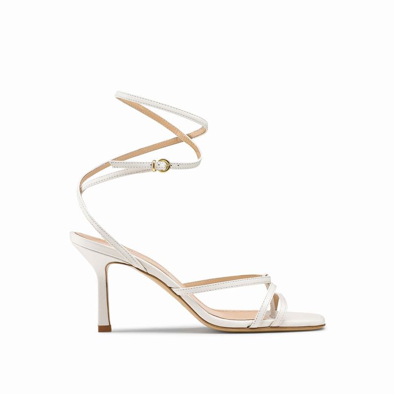 Russell & Bromley Martini Skinny Toe Post Sandals Womens Cream White [IRY2527IA]